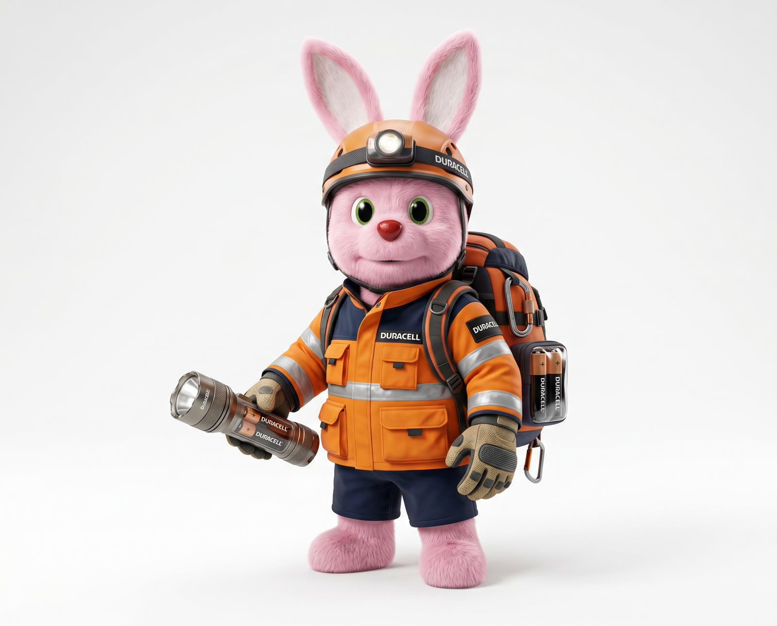 Bunny as a cave explorer with a flashlight