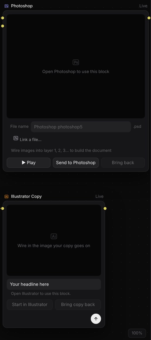 Live Photoshop and Illustrator blocks