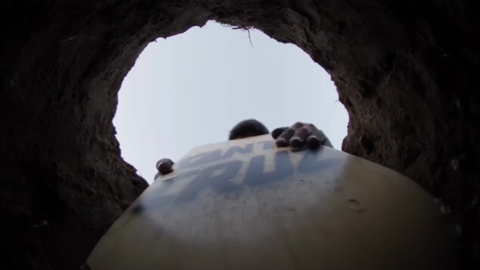 Looking up out of a drained pool