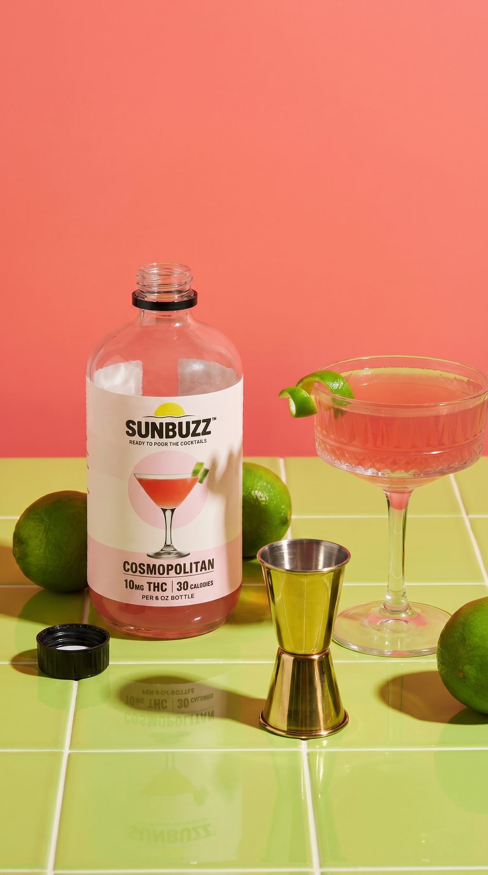 SunBuzz Cosmopolitan on a tiled bar