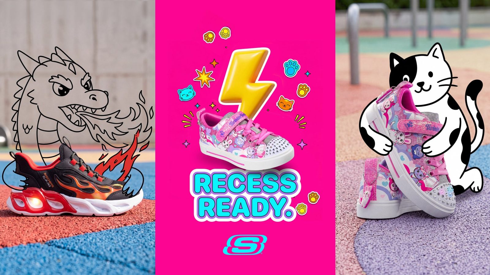 Dragon sneaker illustration and Recess Ready posts