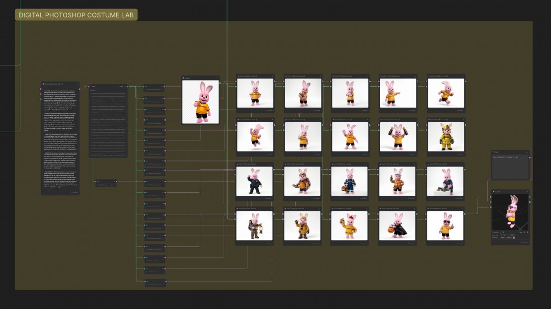 Costume lab generating twenty bunny variants